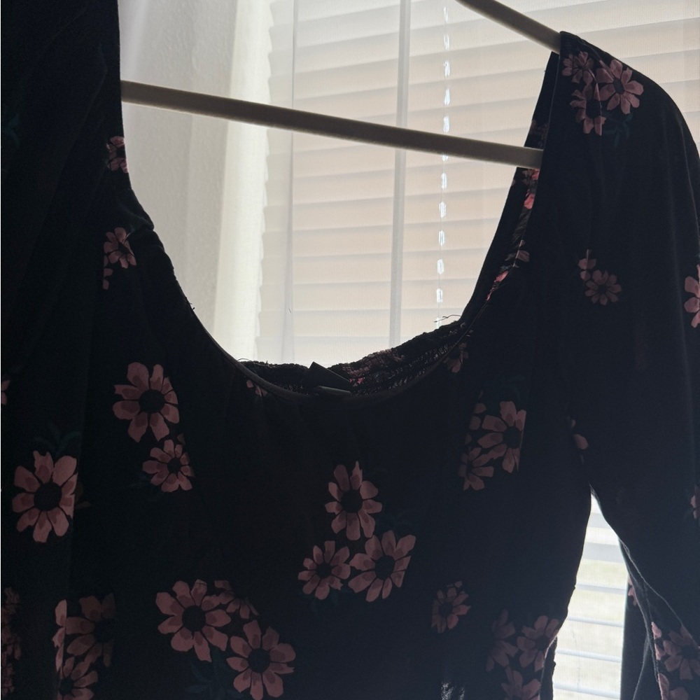 Wild Fable Black Dress with Pink Floral Accents